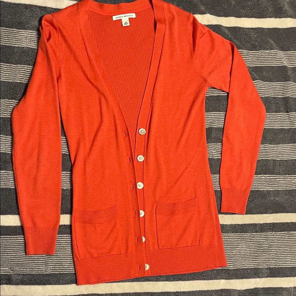 Banana Republic Vibrant Orange Cardigan